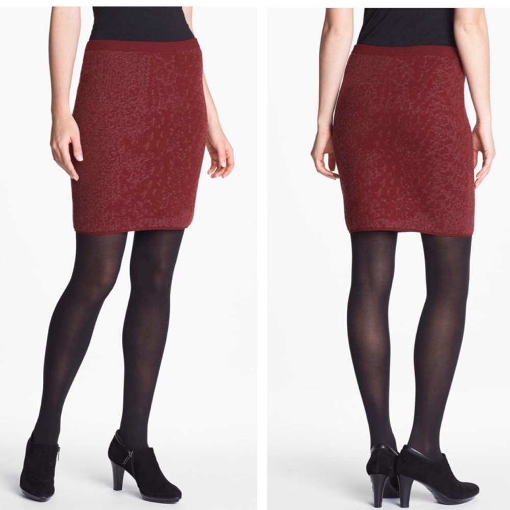 Eileen Fisher Shadow Felted Merino Wool Skirt xl burgundy